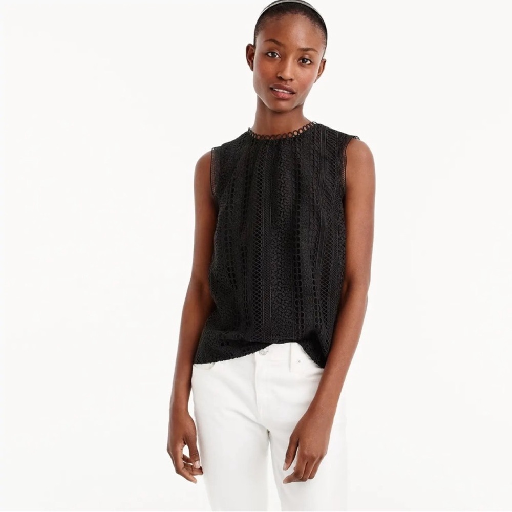 J. Crew Black Sleeveless Lace Top NWT